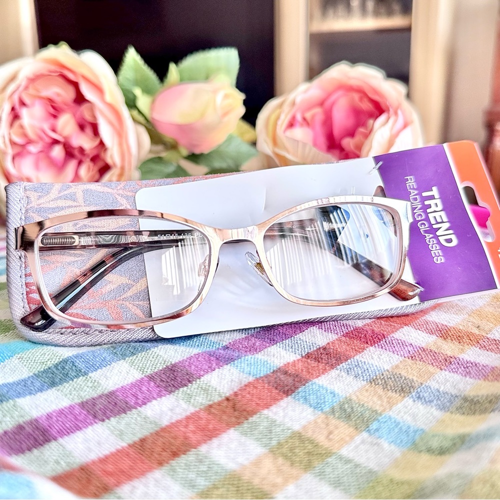 Foster Grant JOCELYN Rose Gold Reading Glasses w. Soft Case, +2.50